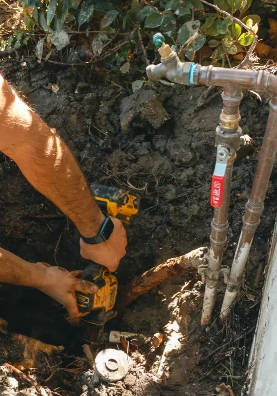 Gas and water line installation